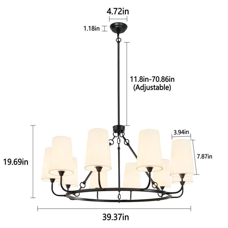 10-Light Modern Classic/Traditional Chandelier Wagon Wheel Chandelier Transitional Chandelier for Dining Room
