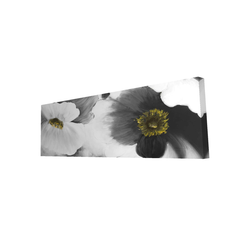 Toile florale noire et blanche - décoration botanique, H 16 po x l 48 po