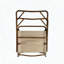 Ensemble de 4 chaises portatives pliables avec structure en aluminium, grain de chêne, accoudoirs en bois de hêtre, assise en toile
