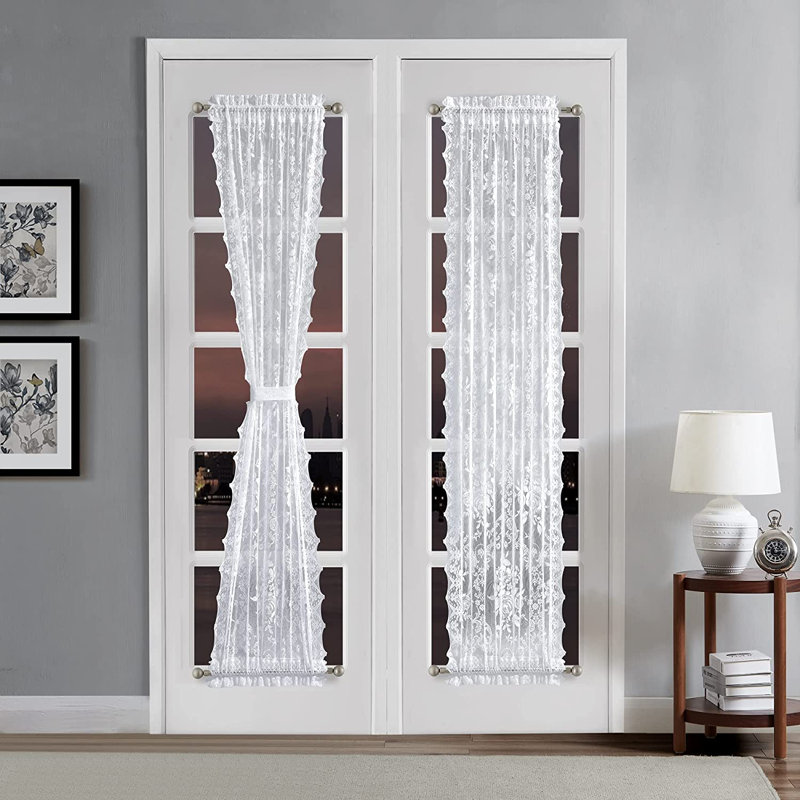 Paire de rideaux semi-transparents avec passe-tringle Bergerac, Blanc, L 30 po x L 72 po