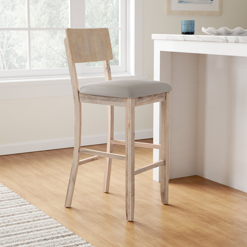 Tabouret de bar et de comptoir rembourré Andelo, Siège gris / cadre gris délavé, Tabouret de bar (assise de 30 po de hauteur)