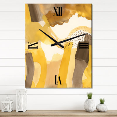Mustard Yellow Dreams Retro Watercolor I - Modern Midcentury Very Large Wall Clocks