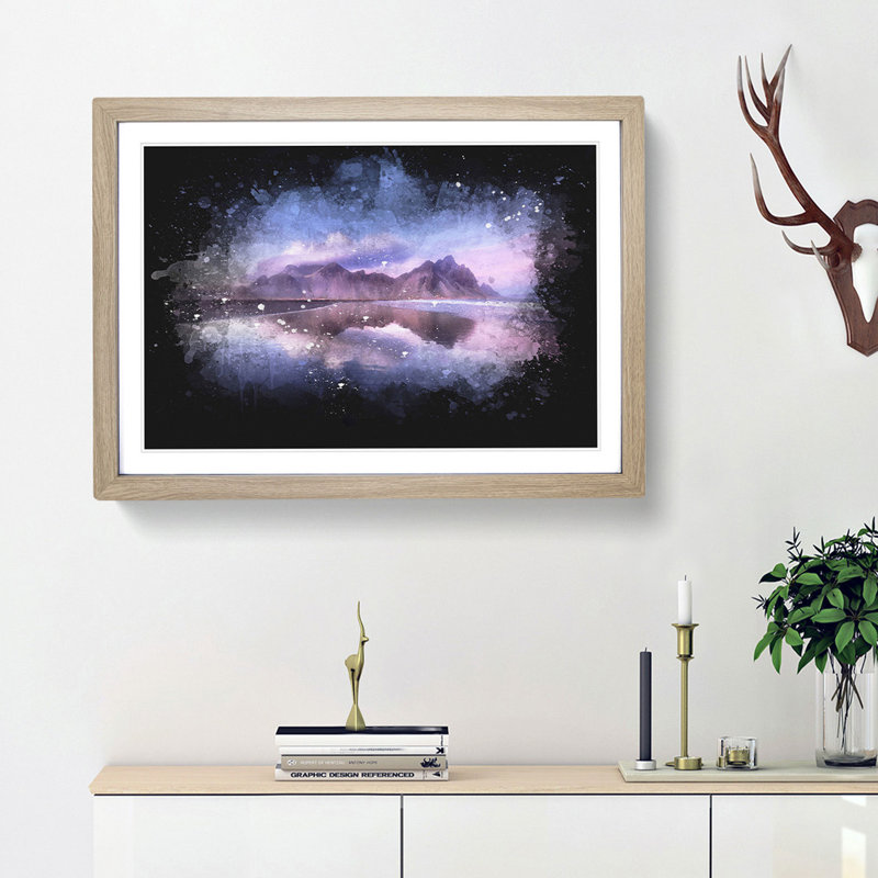 Vestrahorn Mountain in Iceland - Picture Frame Graphic Art Print, Oak Framed, 60cm H x 91cm W x 2cm D