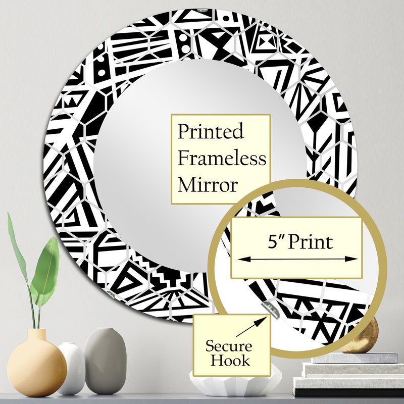 Monochromes triangulaires rectangulaires boho géométriques - miroir mural moderne, 24 po x 24 po