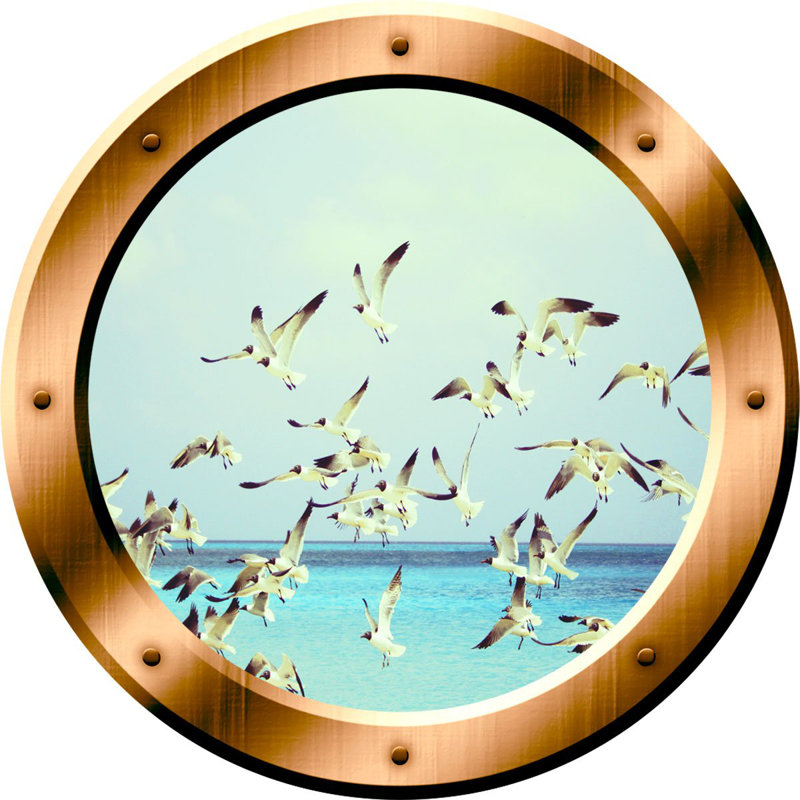 Décalcomanie murale seagulls de troupeau d’oiseaux, H 14 po x l 14 po x P 0,01 po, Bronze