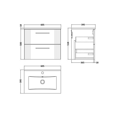 Deco 605 mm Single Vanity with Integrated Basin
