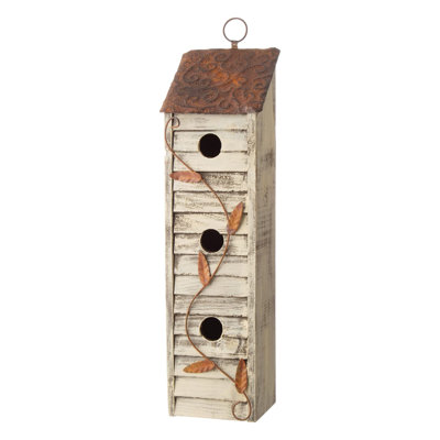 Wooden ThreeTier Hanging Distressed Garden Bird Houses