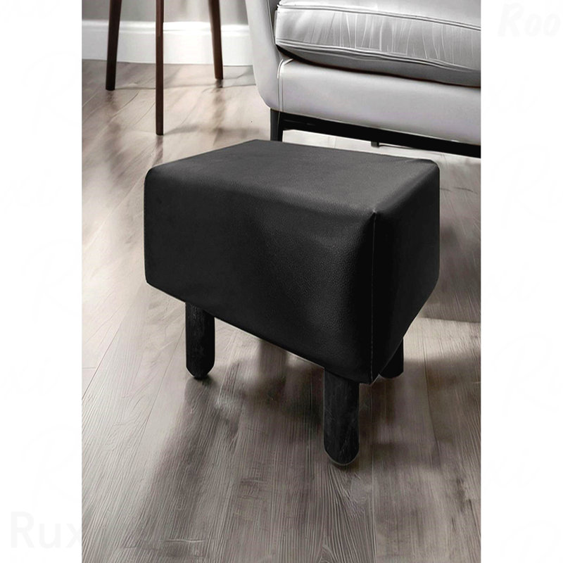 Ensemble de 2 tabourets de pieds de style contemporain recouverts de pieds noirs en bois