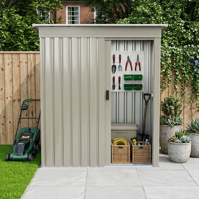 3 x 5FT Outdoor Metal Storage Shed with Lockable Door