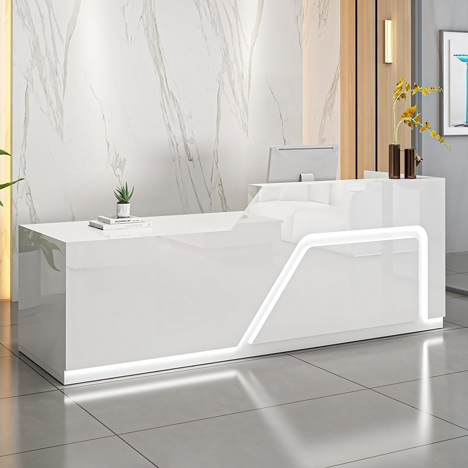 Ivy Bronx Fazal Rectangular Synthetic Laminate Reception Desk with