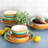 12 Piece Stoneware Dinnerware Set in Yellow Multi