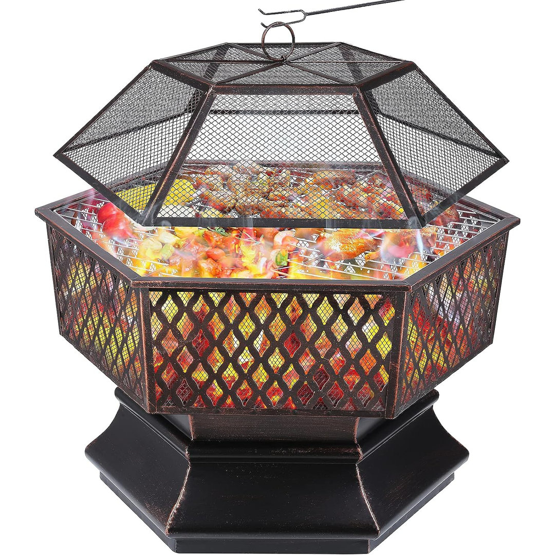 Newville Hexagon Iron Smokeless Fire Pit