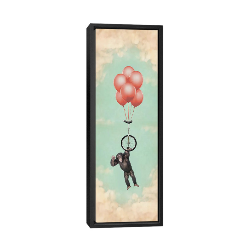 The Unicycle Incident III 1 Piece Panoramic Wall Art on Canvas, 30.48 cm H x 91.44 cm W, Black Framed