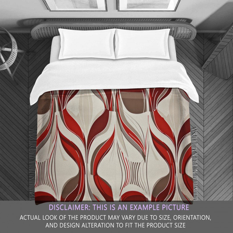 Funky Bedding, Red/Silver Abstract, King Comforter