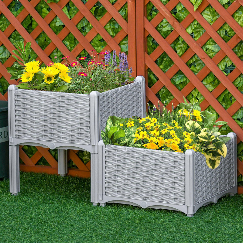 2-Piece Raised Garden Bed with Legs, Gray