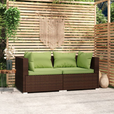 Patio Loveseat with Cushions Poly Rattan