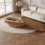 Table basse ovale de 47 po avec rangement | Plateau relevable moderne en placage de bois massif | Centre de table de salon, de chambre à coucher et de bureau (bois naturel)