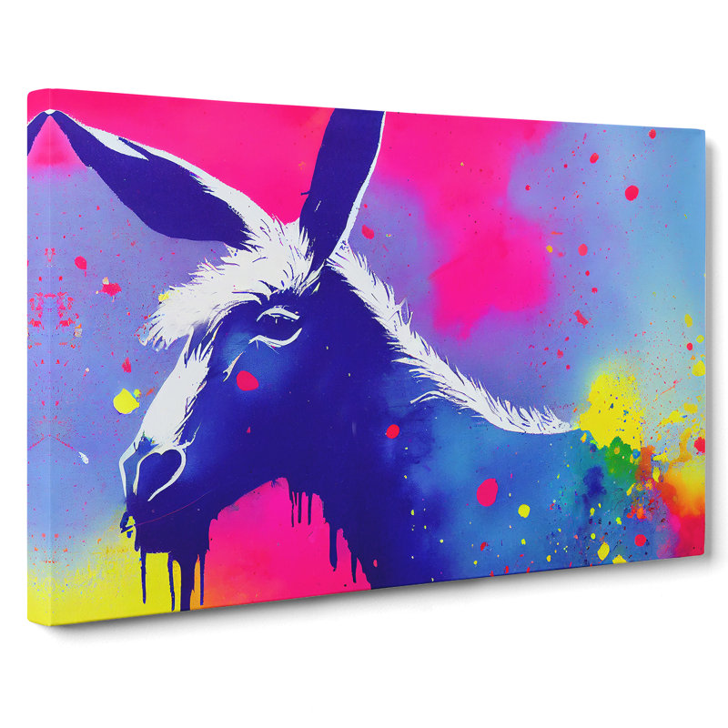 Colourful Donkey Art Vol.2 Abstract - Wrapped Canvas Painting, 35cm H x 50cm W x 3cm D