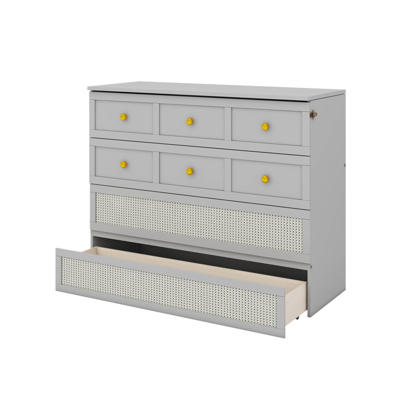 Lit escamotable double avec grand tiroir, Gris