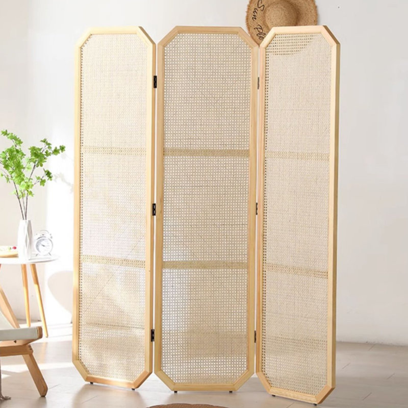 Paravent en bois massif 3 panneaux Burlywood, Burlywood