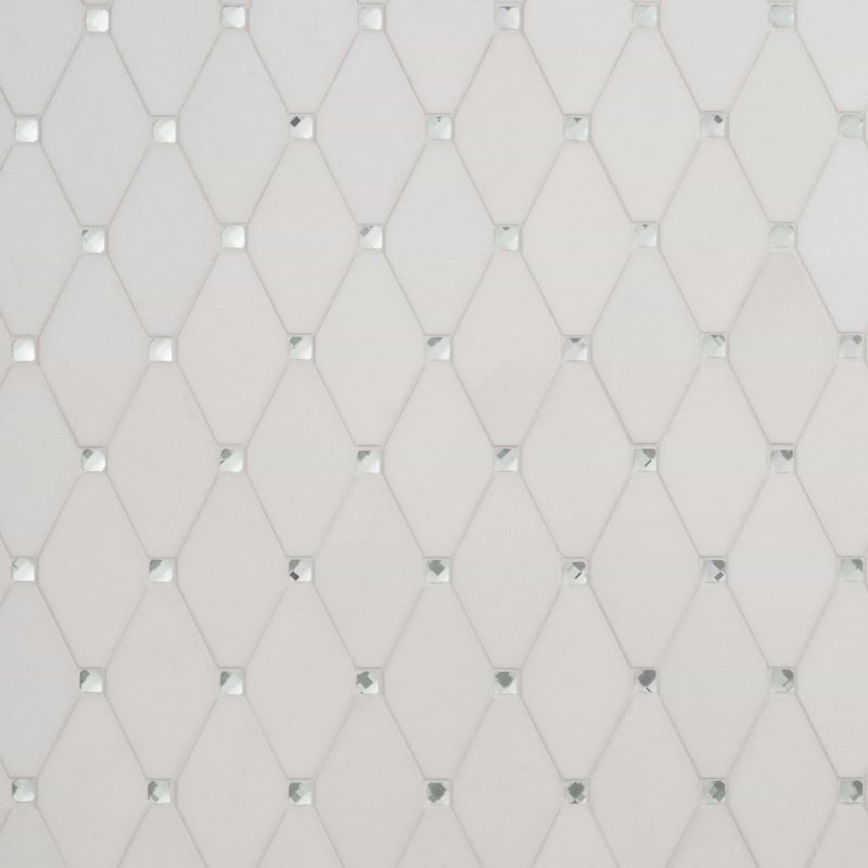 Reflection 3x5 Diamond Mirror Marble and Glass Mosaic Tile