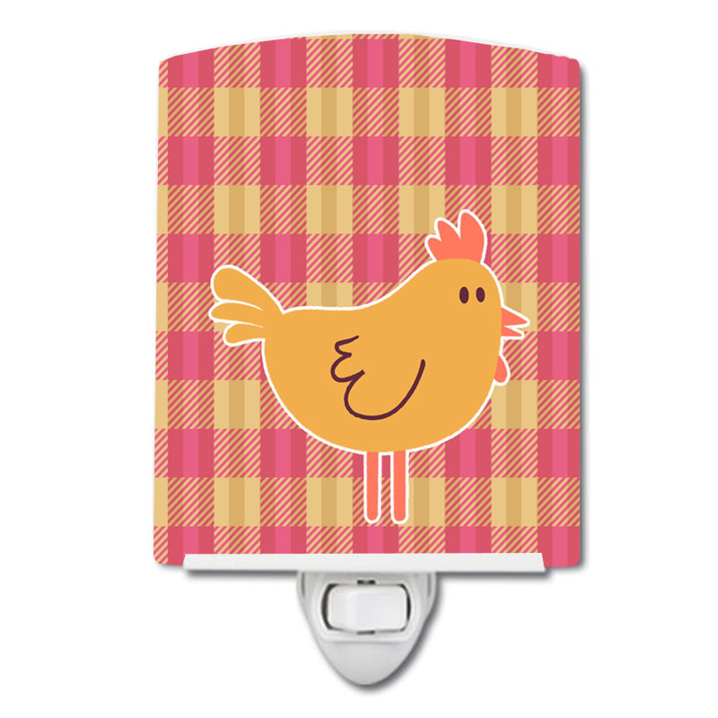 Chicken Hen on Gingham Ceramic Night Light