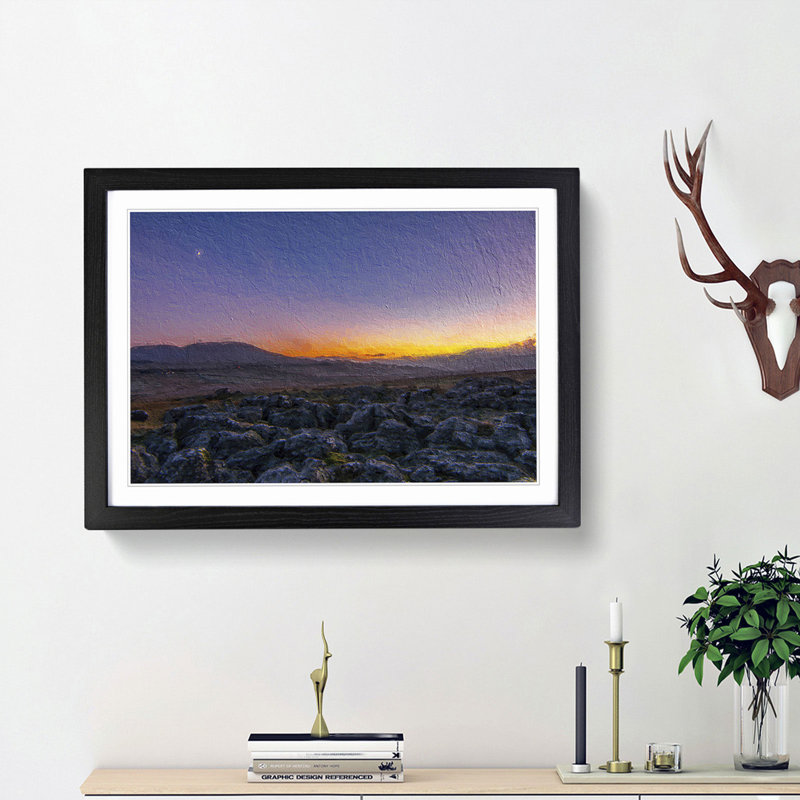 Sunrise over the Yorkshire Dales - Picture Frame Painting Print, 27cm H x 36cm W x 2cm D, Black Framed