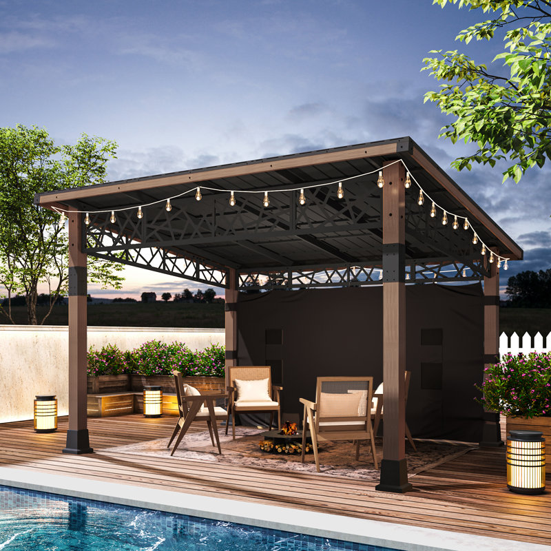 12FT.X 14FT.Outdoor Wooden Gazebo With Sloping Roof