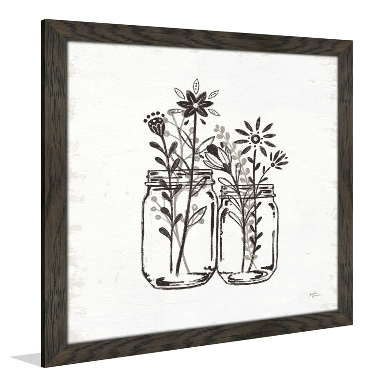 «Our Nest IV», reproduction de dessin, H 21,5 po x l 21,5 po x P 0,75 po, Cadre chocolat patiné