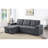95"W Woven Fabric Reversible Sleeper Sectional Sofa With Storage Chaise Cup Holder Charging Ports And Pockets-1671188364