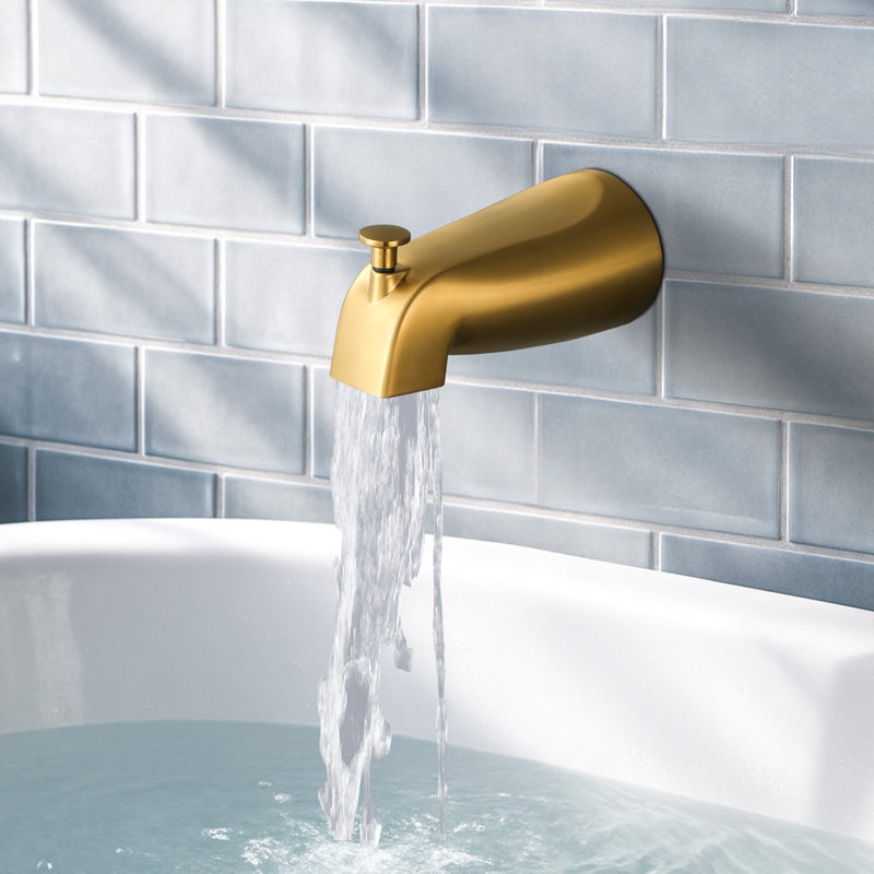 5.27" Wall-Mount Bath Spout With Diverter, Gold
