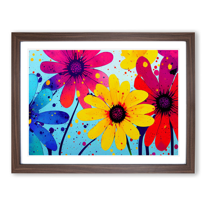 Daisy Flower Splash Vol.4 Abstract - Framed Print, 34cm H x 46cm W x 2cm D, Walnut