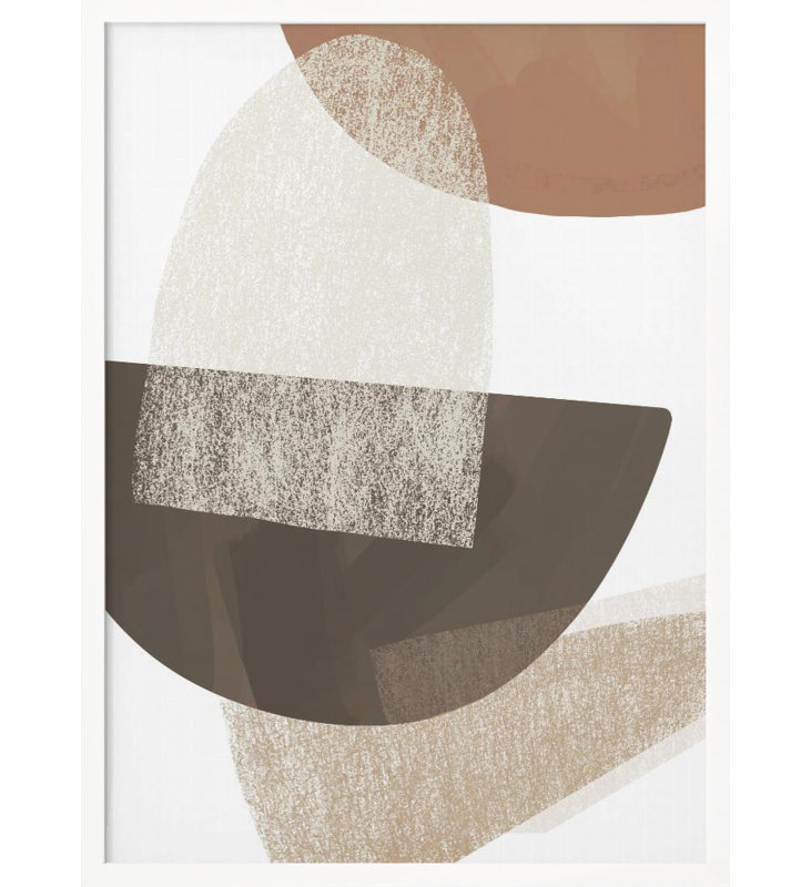 «Earth Tone Geometric», art mural texturé encadré, Cadre doré, H 24 po x l 18 po