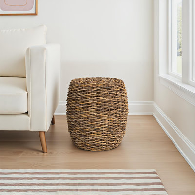 Blaire Handwoven Rattan Drum End Table