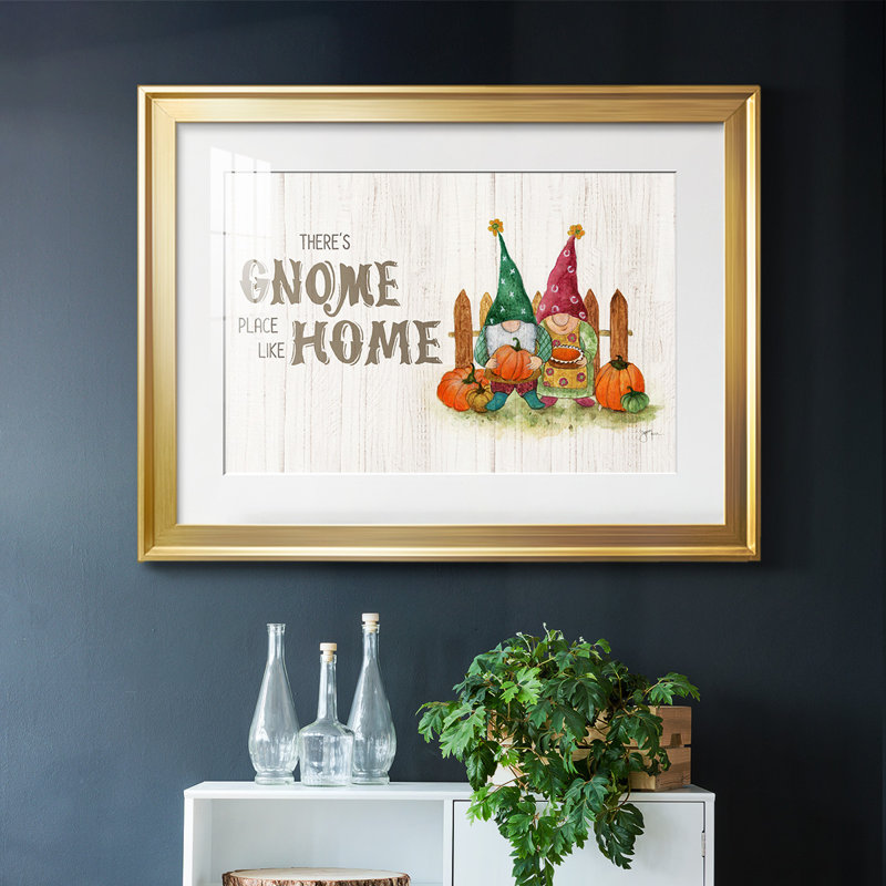 Gnome Place Like Home, reproduction d'art encadrée, Or, H 15 po x l 21 po x P 1,5 po
