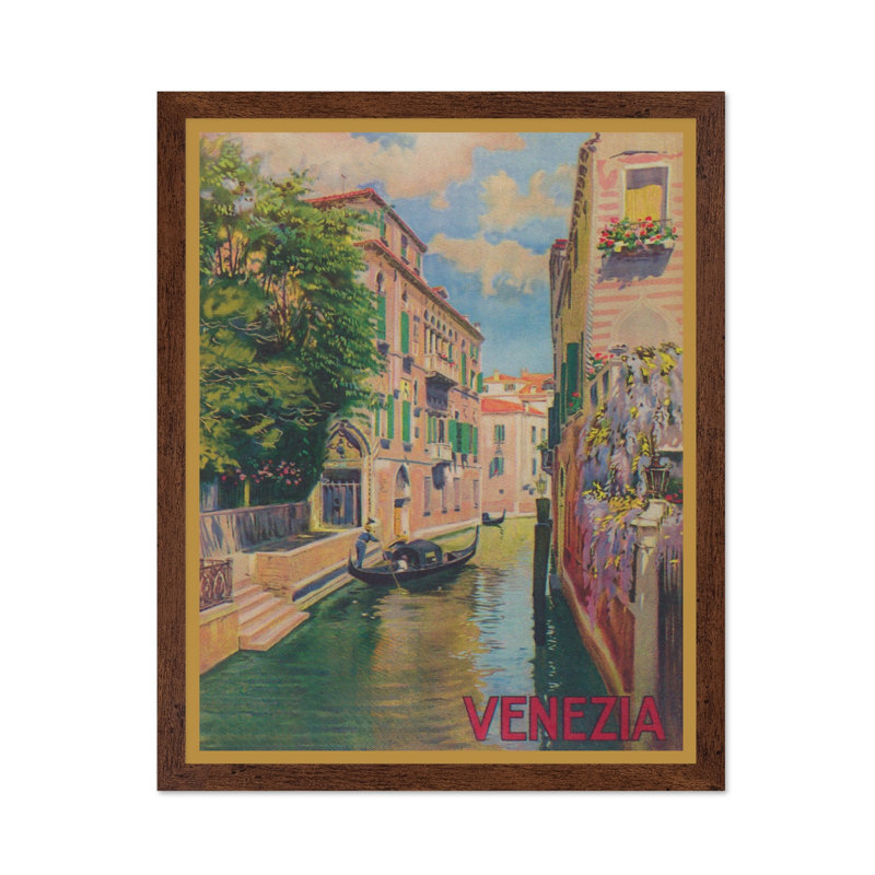 Canal de Venise No1, Affiche, 12"H x 16"W, Encadrement brun