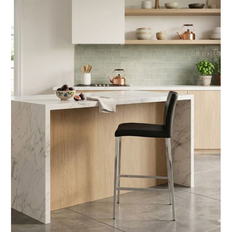 Tabouret en simili cuir Pulsar, Noir