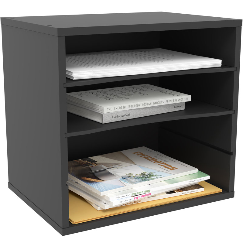 Ballucci Black Wood 4-Tier Adjustable Paper Organizer