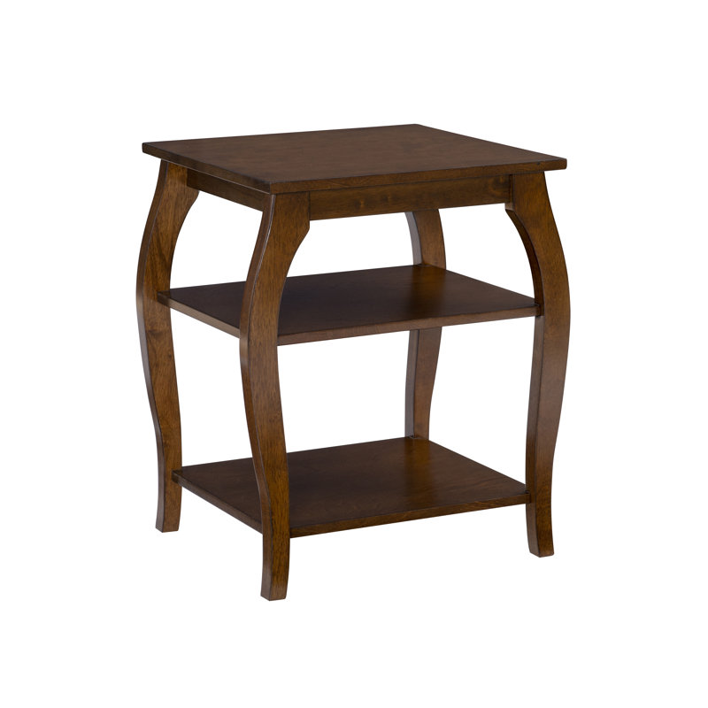 Kystin Solid Wood 2-Shelf End Table With Storage, Hazelnut
