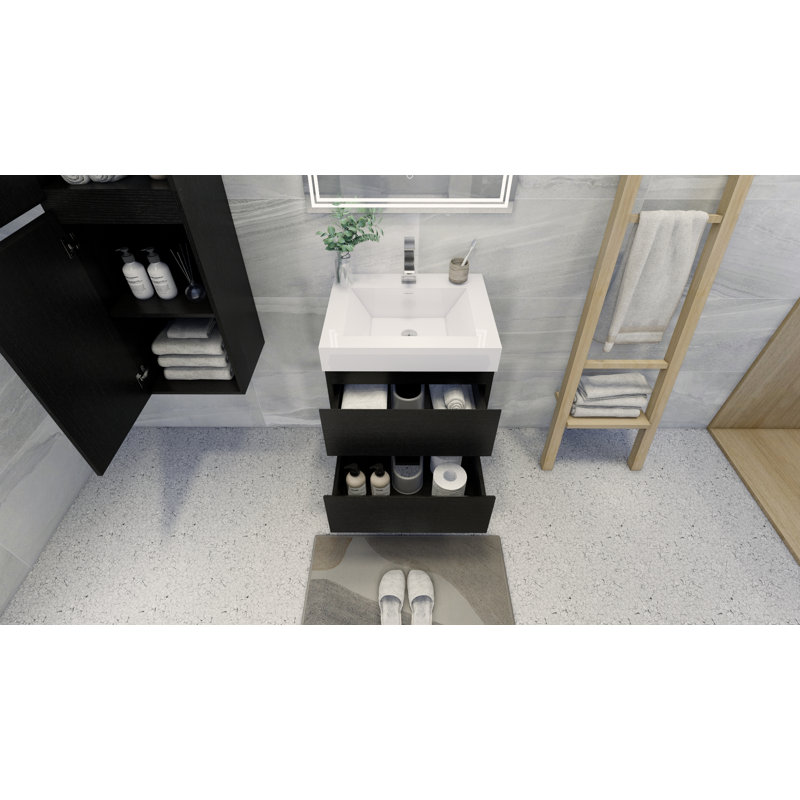 Leni 23.5'' Single Bathroom Vanity with Acrylic Top, Black