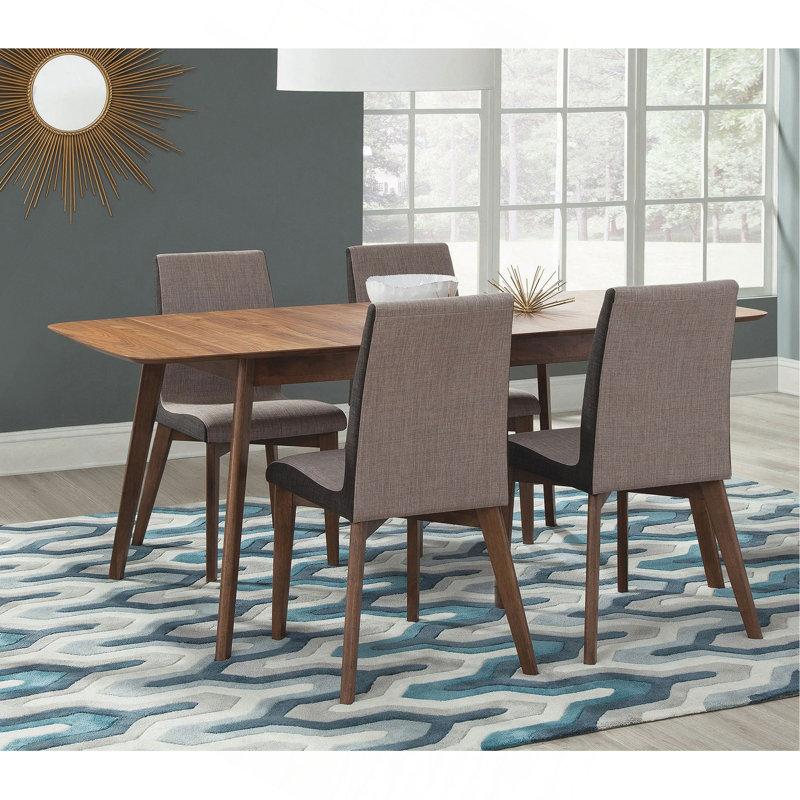 Natural Walnut 5-Piece Dining Set, 5 Pieces: Table, 4 Chairs