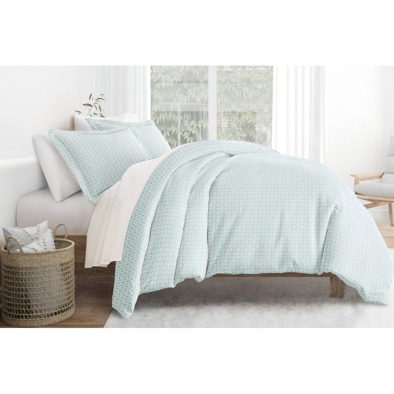 Aqua Blue Microfiber Full/Queen Duvet Cover Set with Pillow Shams