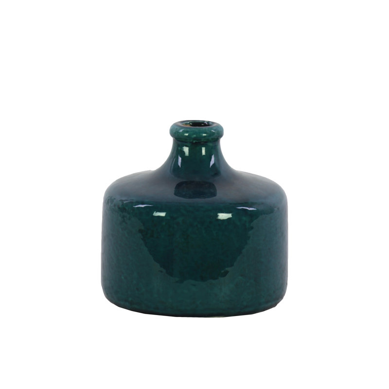 Vase de table ronde courte en céramique, H 6 po x l 6,25 po x P 6,25 po