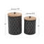 2 Piece Black/White Metal Jar Set