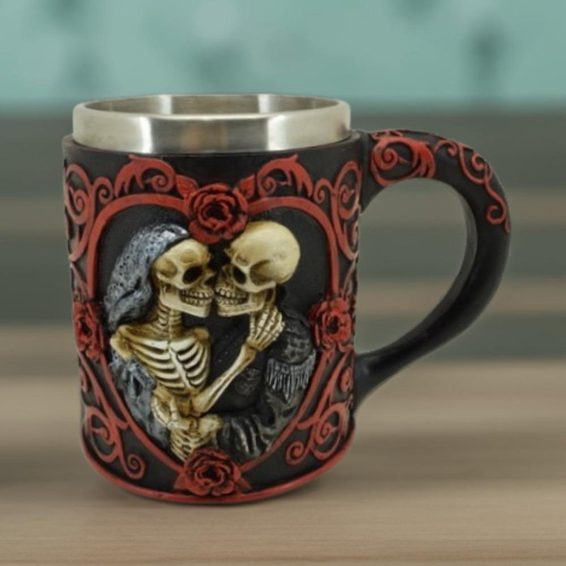 6"W Skull Couple Mug