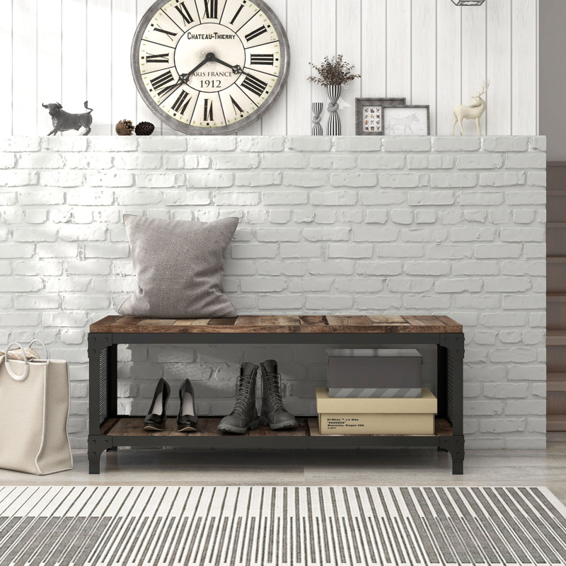 Banc de rangement pour chaussures Ragen, Bois de grange récupéré