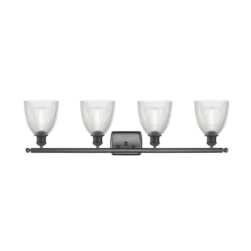 Éclairage de salle de bain à intensité variable 4 lumières Asdsit, Transparent, Ampoule DEL 6 watts Vinage, Noir mat