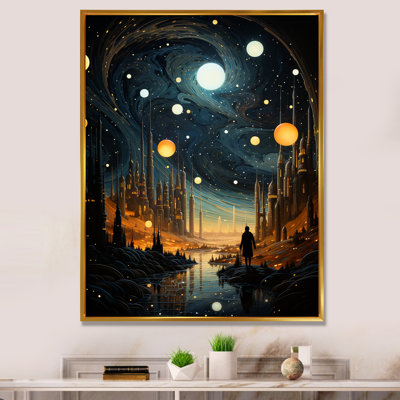 " Black Gold Science Fiction Galactic Odyssey I " Color Photography Print