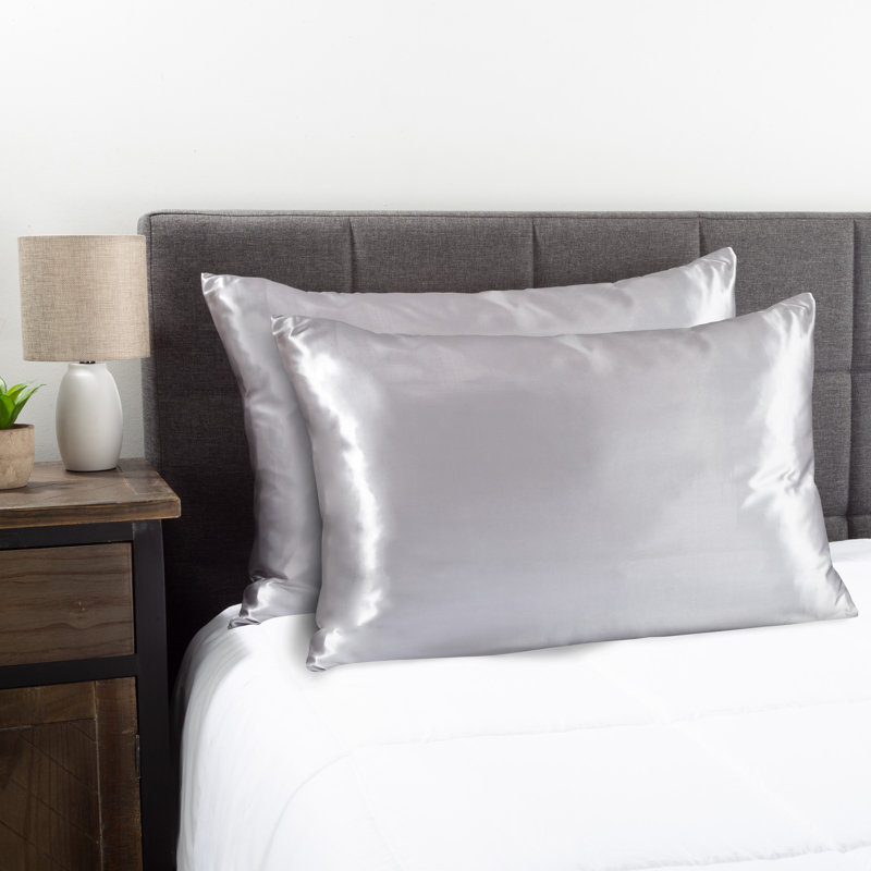  Ensemble de 2 taies d'oreiller en microfibre satinée pour les cheveux et la peau - Housses de coussin avec fermeture à glissière cachée