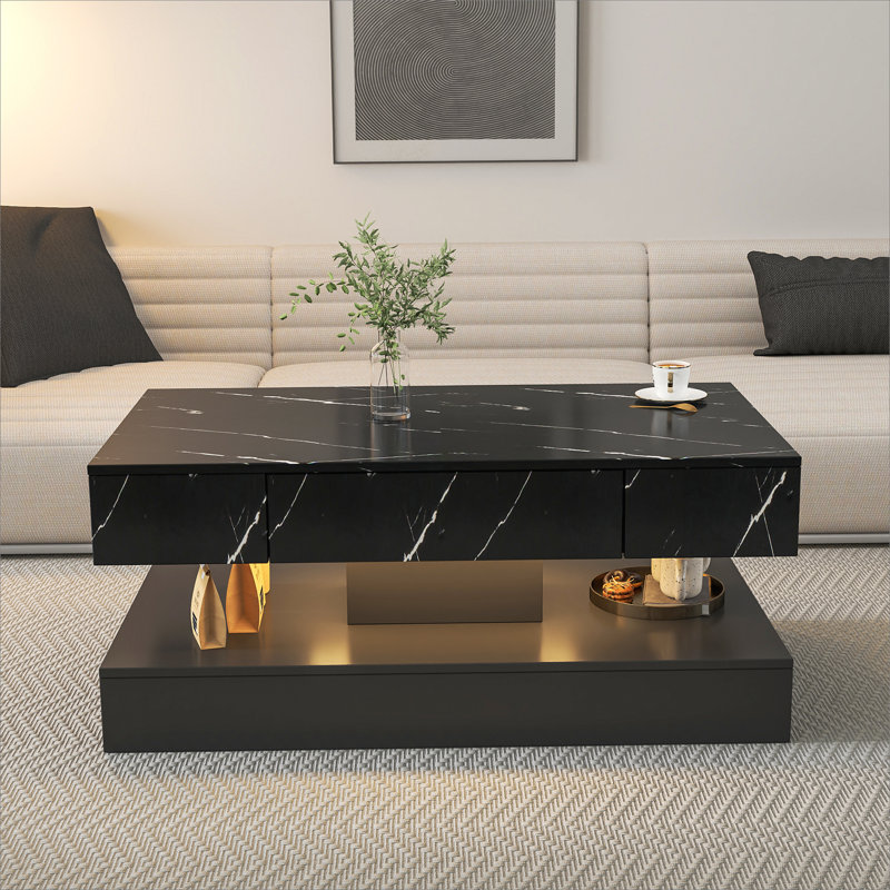 High Gloss LED Coffee Table, Black